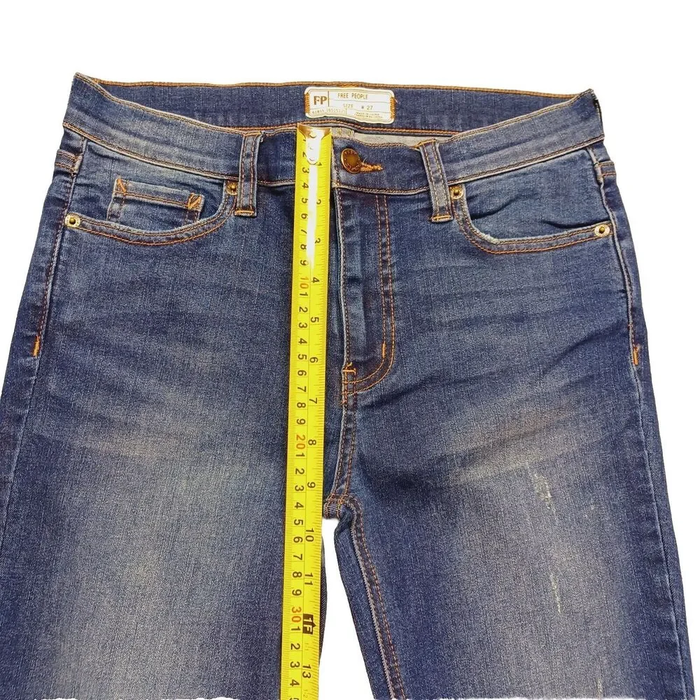 Free People Great Heights Fringe Frayed Hem Skinny Jeans Women's Size 27